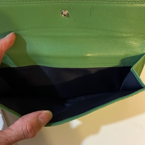 COACH VINTAGE Y2K AVOCADO GREEN LEATHER TURN-LOCK BIFOLD WALLET - Picture 6 of 10